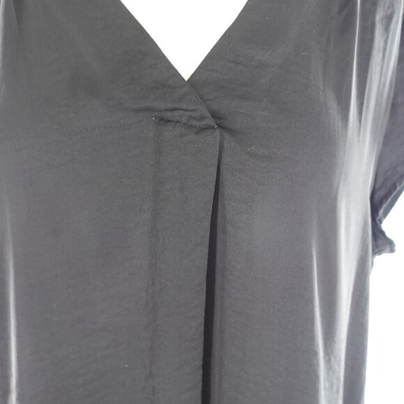 H & M Sz 14 Black V Neck Short Sleeve Casual Blouse - Picture 6 of 8
